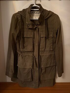 Garage Olive Green Utility Jacket with Hood